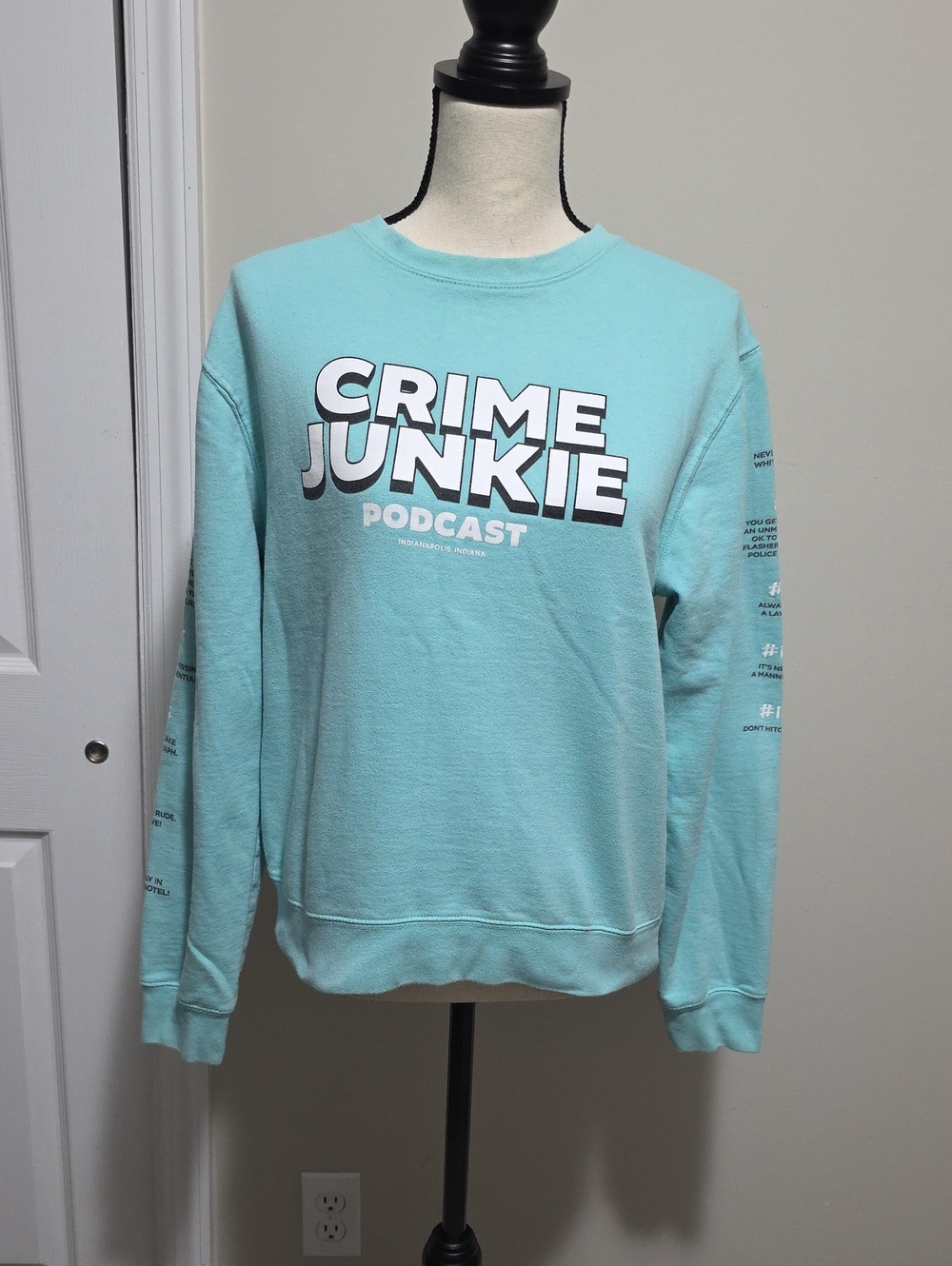 Crime Junkie Podcast Life Rules LongbSleeve Shirt  Sweatshirt XS Teal